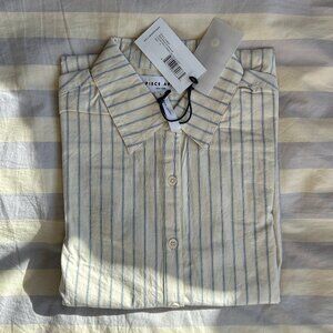 Apiece Apart Sodi Wrap Button Up Cream & Navy Stripe